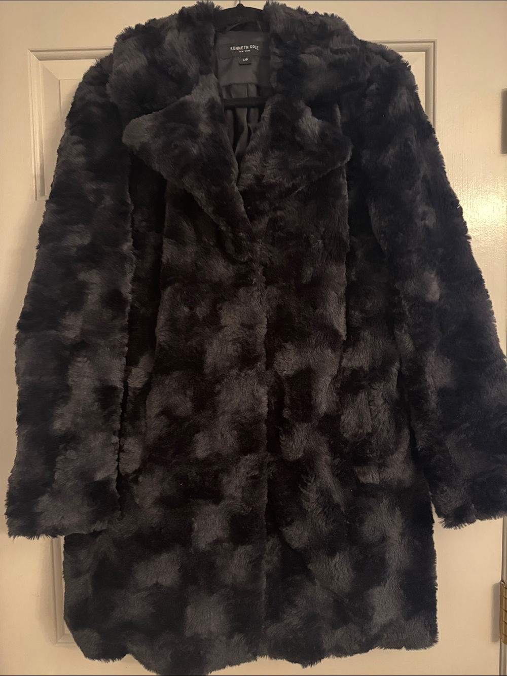 Kenneth Cole Black Faux Fur Coat